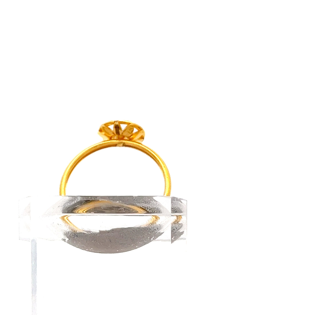 22ct Gold Floral Cluster Ring with Clear Stones