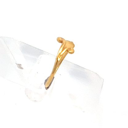 22ct Gold Ring with Curved Openwork and Clear Stones