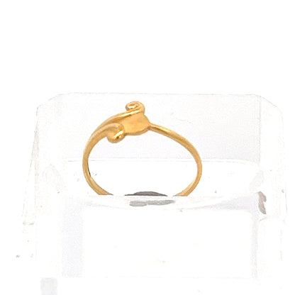 22ct Gold Ring with Curved Openwork and Clear Stones