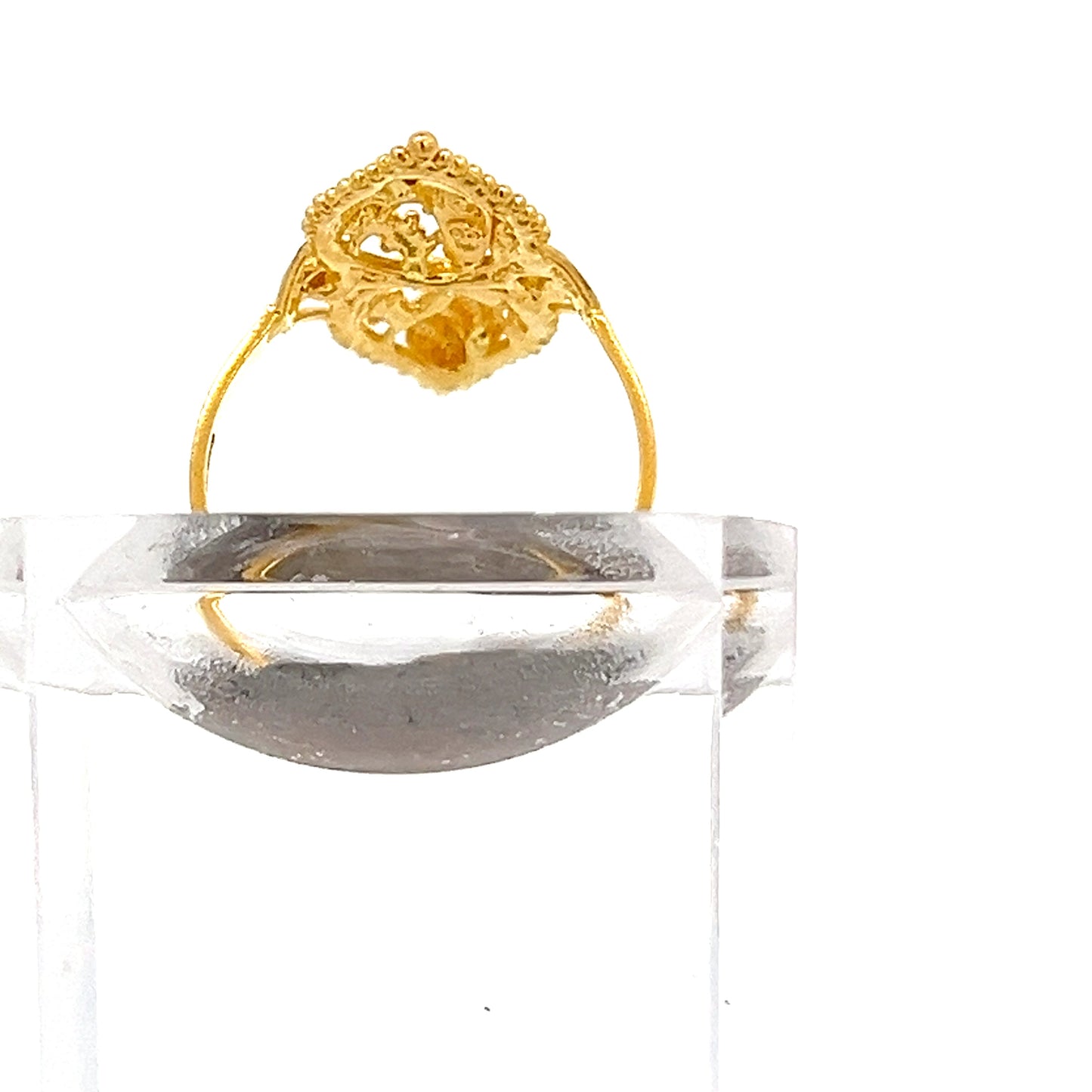 22ct Gold Ornate Oval and Square Filigree Cluster Ring