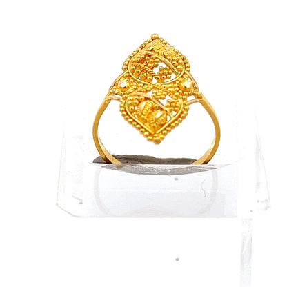 22ct Gold Ornate Oval and Square Filigree Cluster Ring