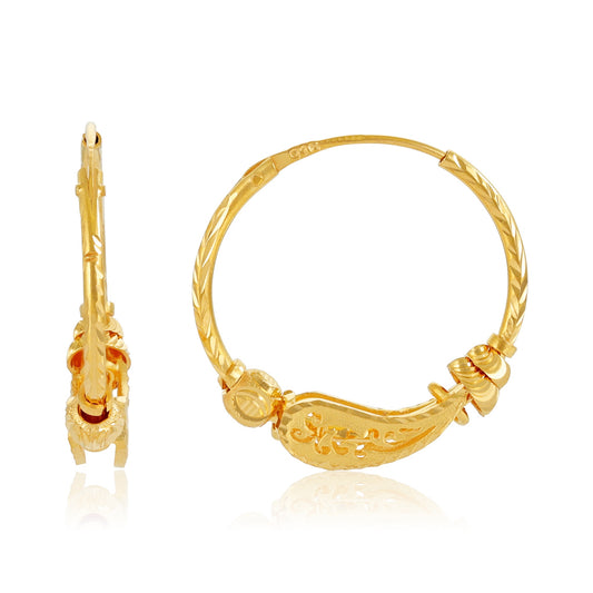 22ct Yellow Gold Hoop Earrings BF1224-ER16