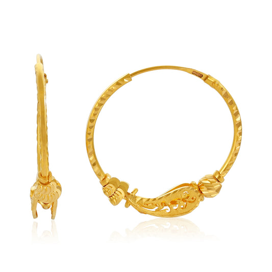 22ct Yellow Gold Hoop Earrings BF1224-ER25
