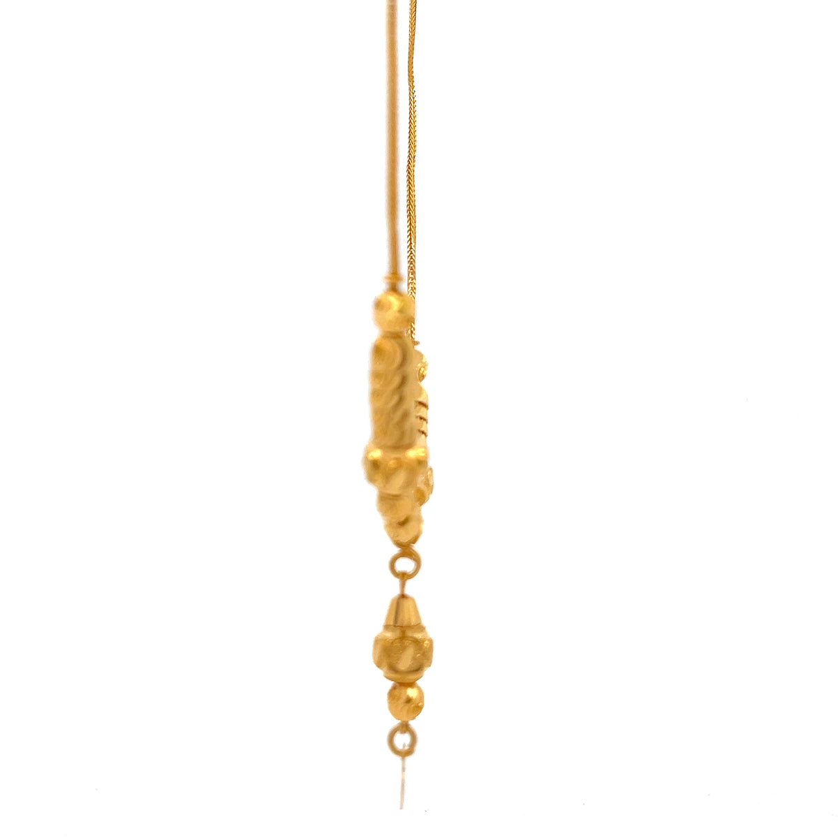 22ct Gold Necklace with Textured Bead and Drop Pendant