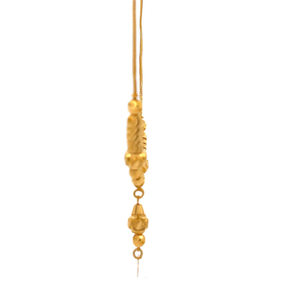 22ct Gold Necklace with Textured Bead and Drop Pendant