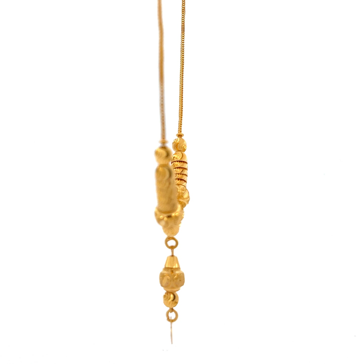 22ct Gold Necklace with Textured Bead and Drop Pendant