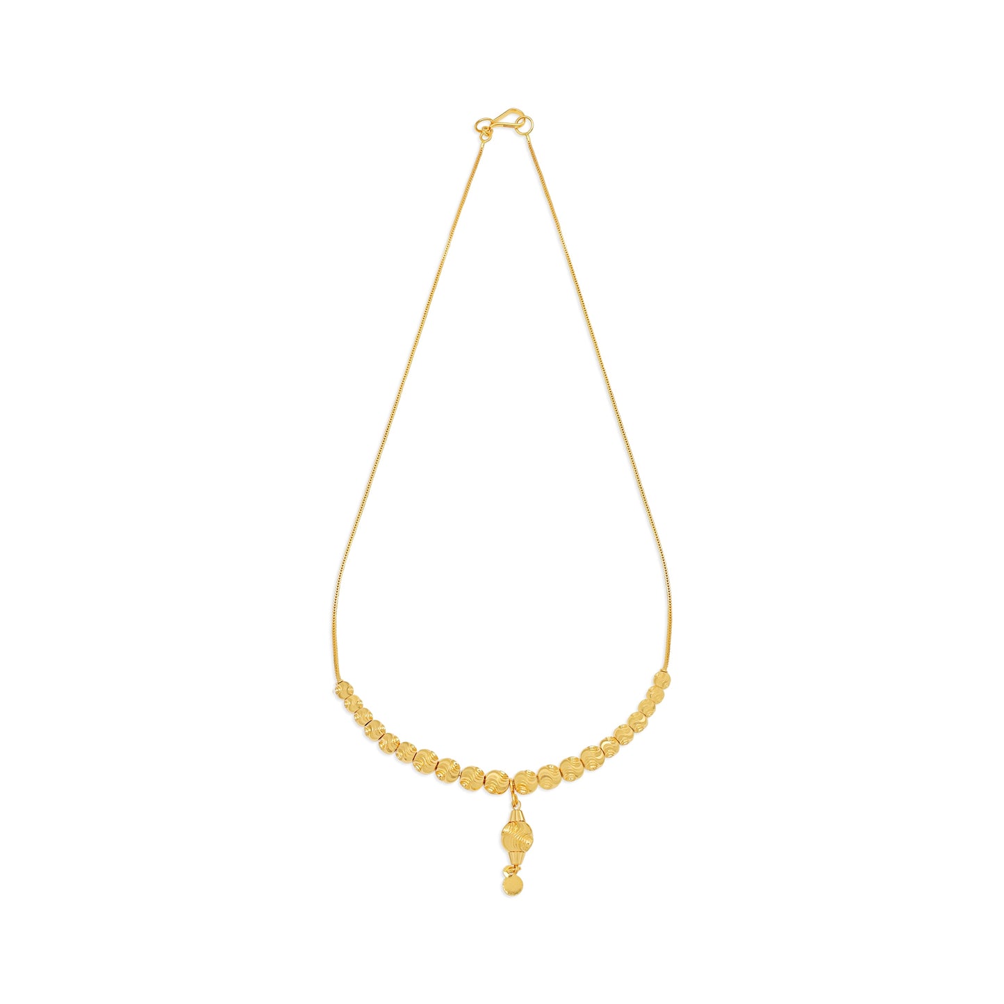 22ct Yellow Gold Beaded Drop Pendant Chain Necklace BF1224-NK7