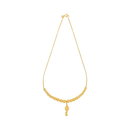 22ct Yellow Gold Beaded Drop Pendant Chain Necklace BF1224-NK7