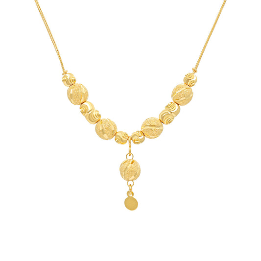 22ct Yellow Gold Bead Detail Drop Snake Chain Necklace BF1224-NK8