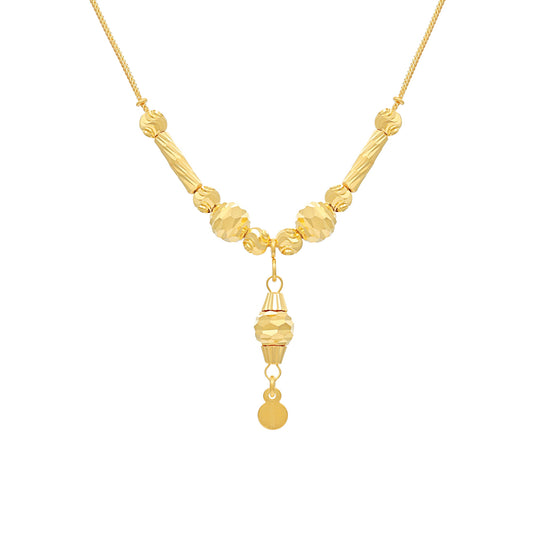 22ct Yellow Gold Bead Drop Detail Snake Chain Necklace BF1224-NK9