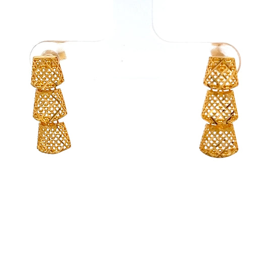 22ct Gold Openwork Triple Drop Earrings