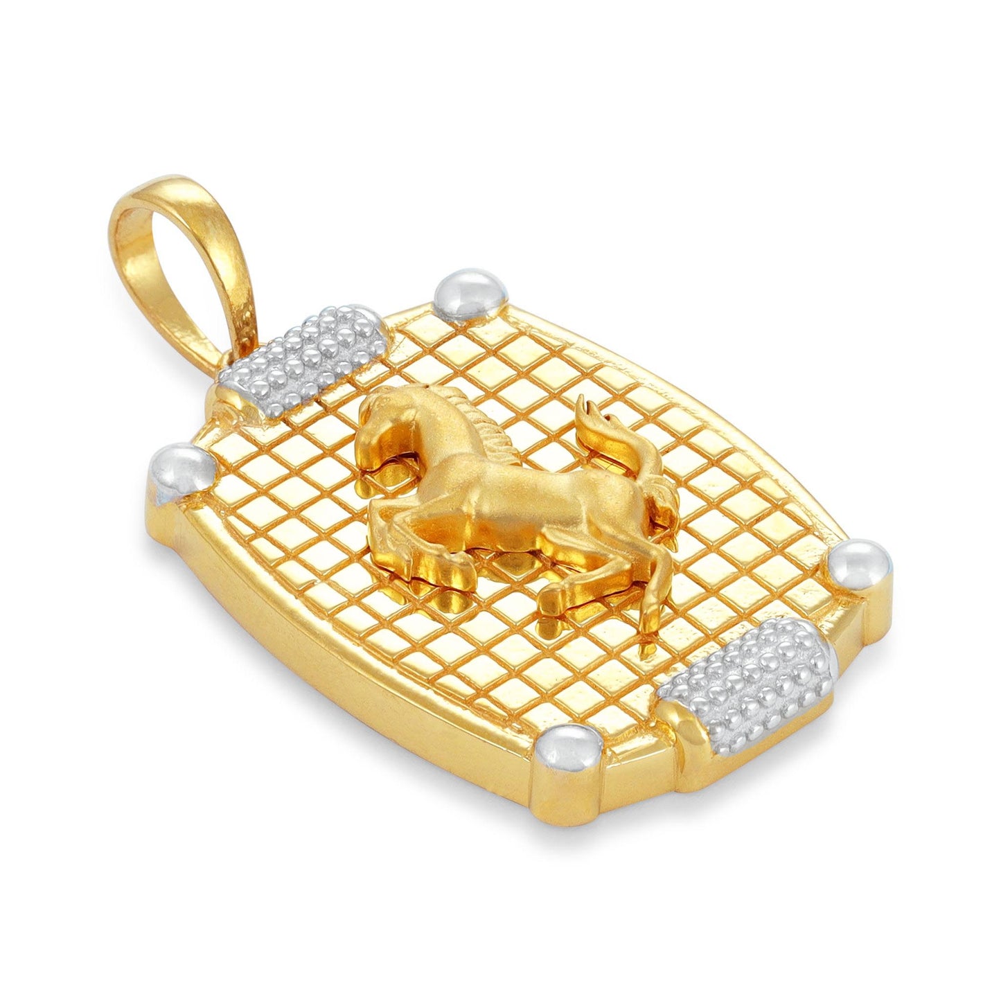 22ct Yellow Gold Mixed Metal Horse Design Pendant BF1224-PD3