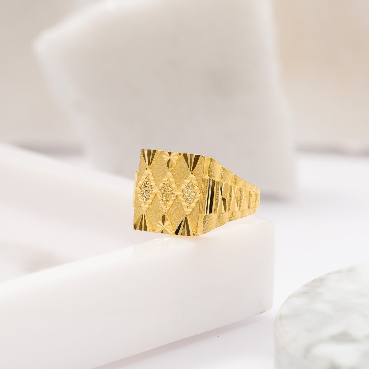 22ct Yellow Gold Patterned Geometric Ring BF1224-RN38