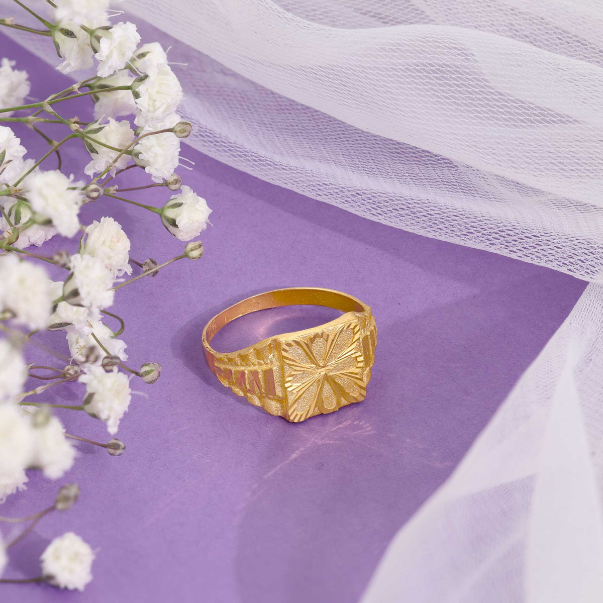 22ct Yellow Gold Geometric Floral Ring BF1224-RN46