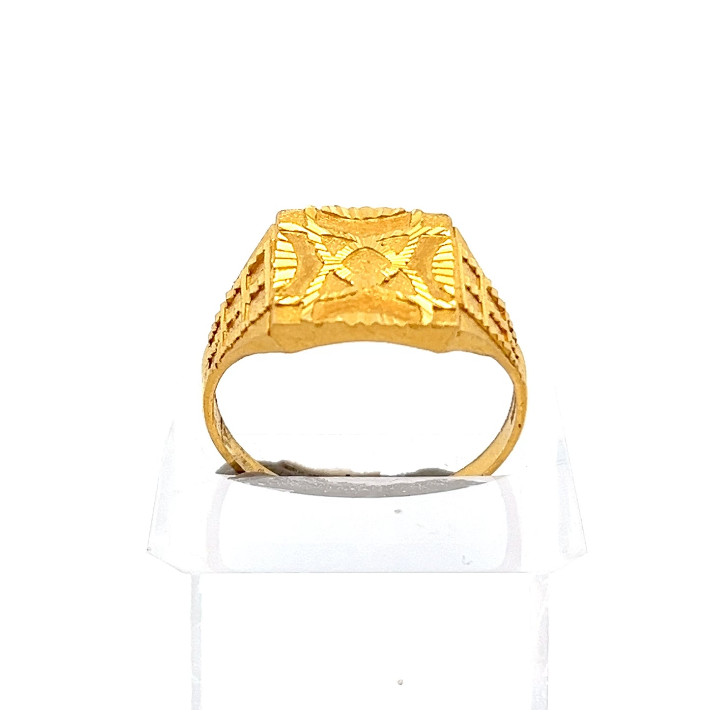 22ct Gold Geometric Engraved Signet Ring
