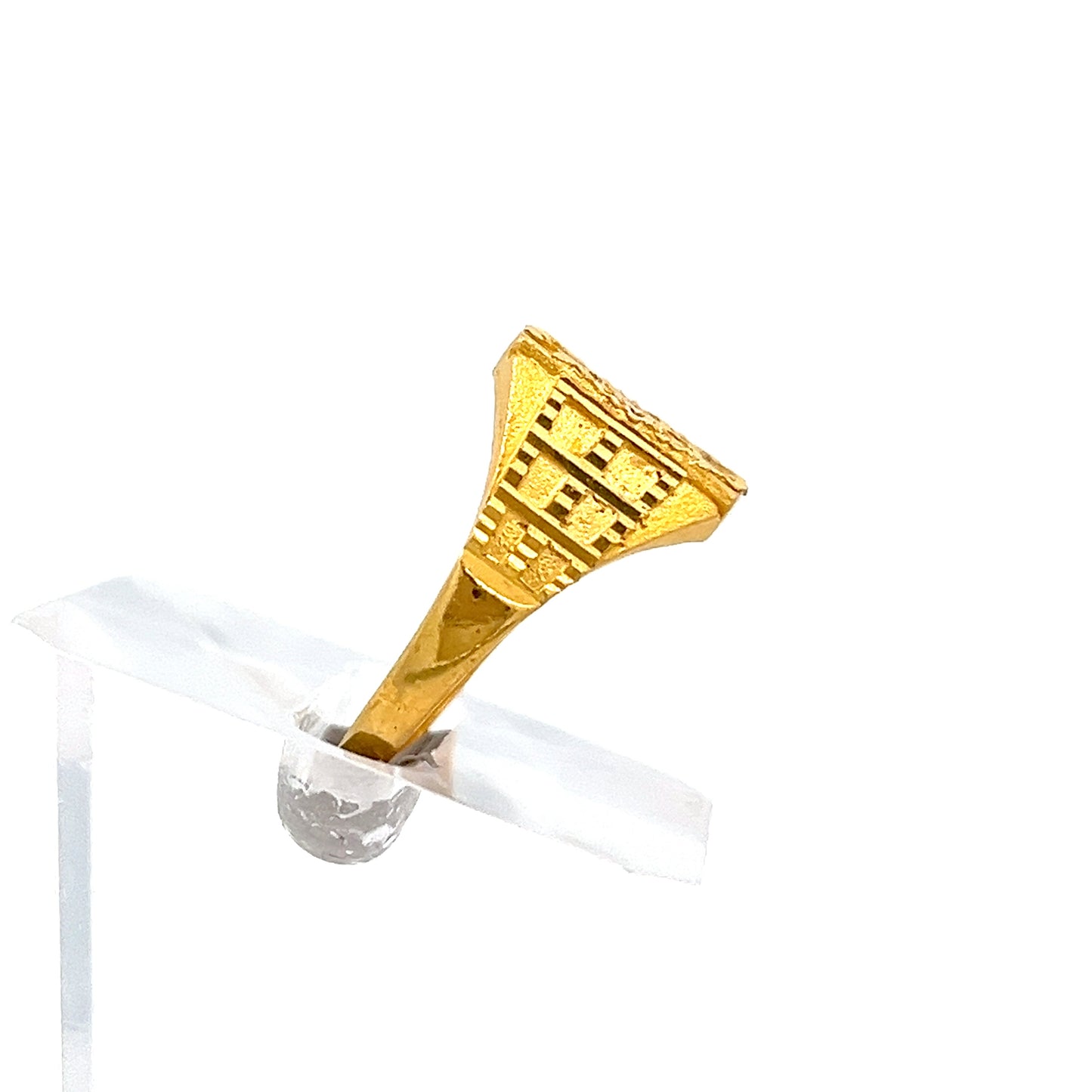 22ct Gold Geometric Engraved Signet Ring