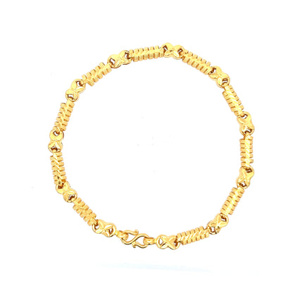 22ct Gold Textured Link Bracelet with Floral Motif