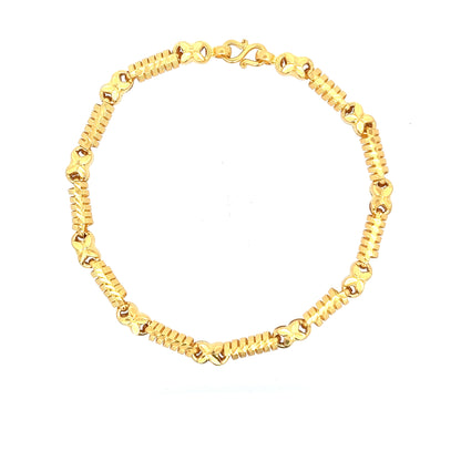 22ct Gold Textured Link Bracelet with Floral Motif
