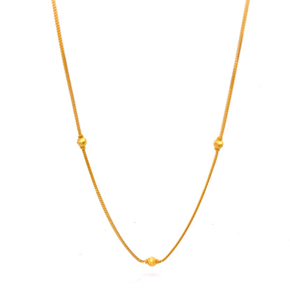 22ct Gold Necklace with Beaded Stations and Drop Detail