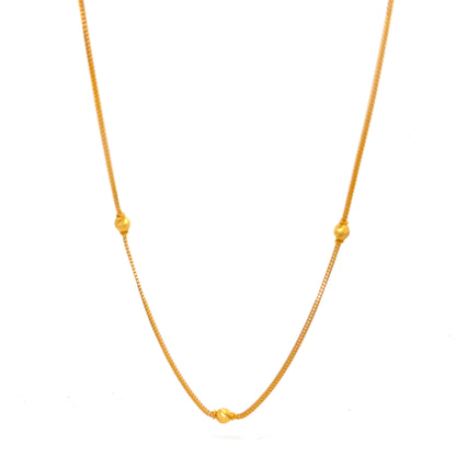 22ct Gold Necklace with Beaded Stations and Drop Detail