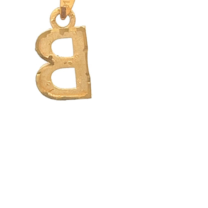 22ct Gold Letter B Pendant with Textured Finish