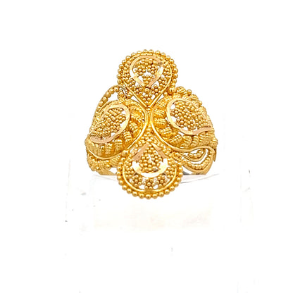 22ct Gold Ornate Four-Leaf Cluster Ring