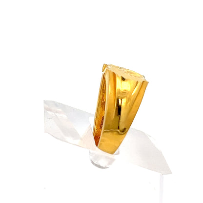 22ct Gold Engraved Rectangular Signet Ring