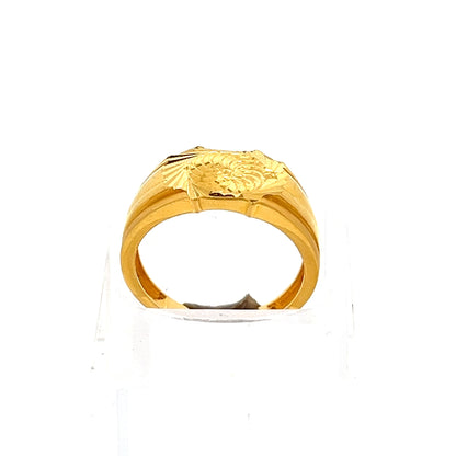 22ct Gold Engraved Rectangular Signet Ring