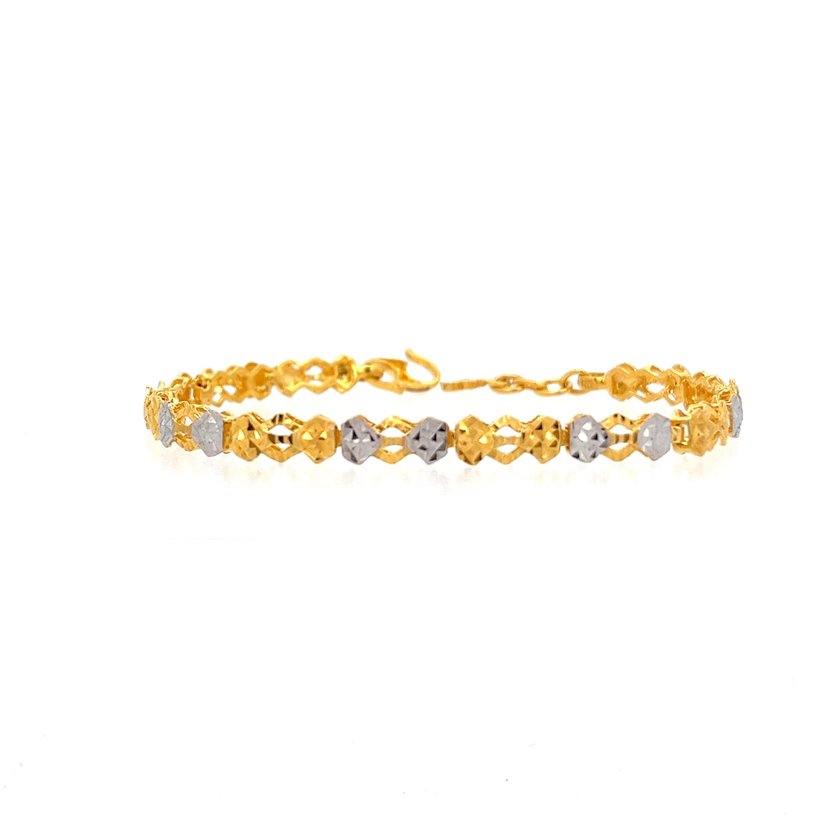 22ct Gold Bracelet with Alternating Clear Stone Detail