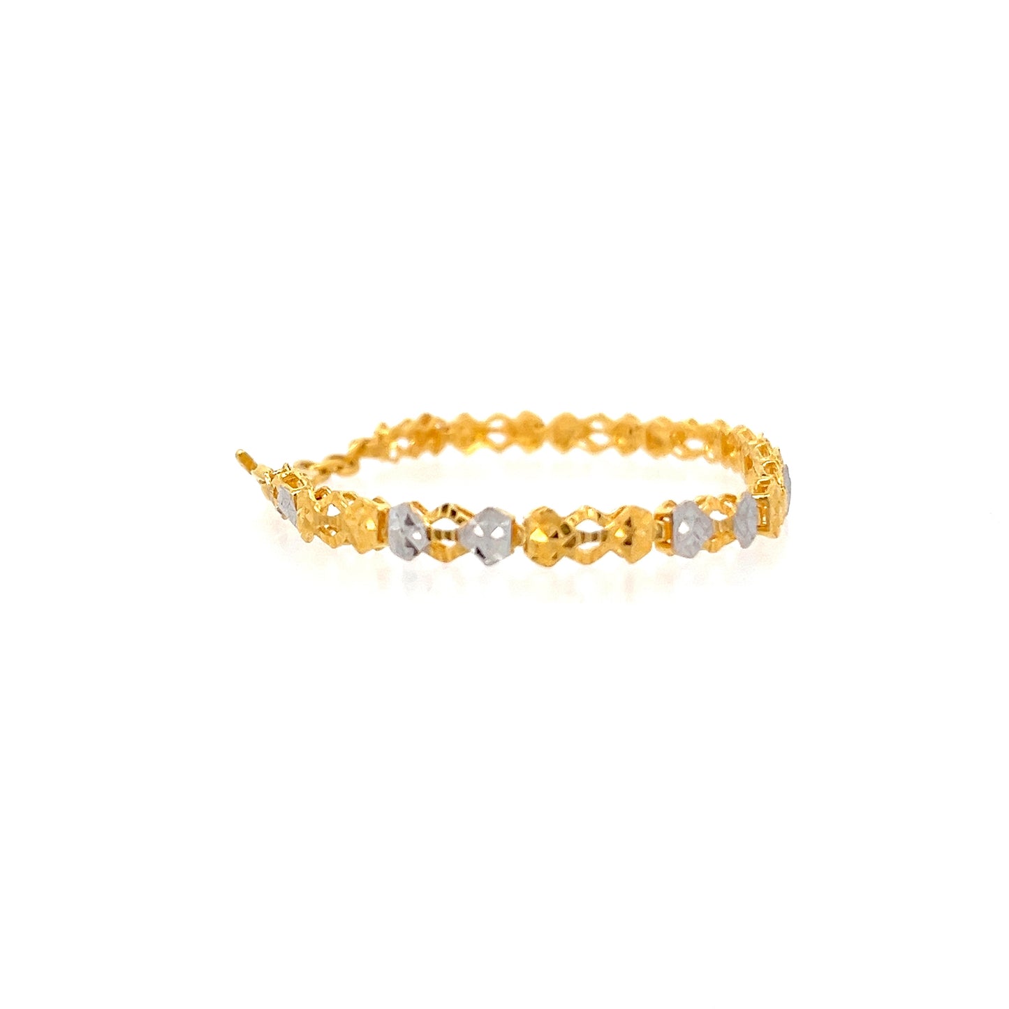 22ct Gold Bracelet with Alternating Clear Stone Detail