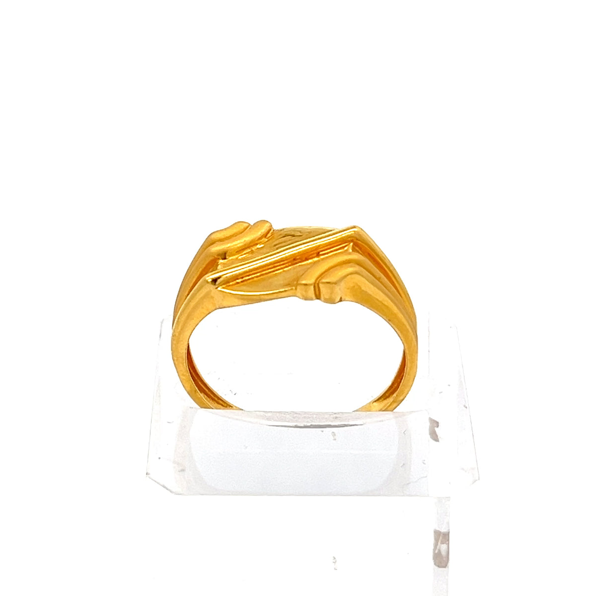 22ct Gold Ring with Raised Rectangular Stone Setting