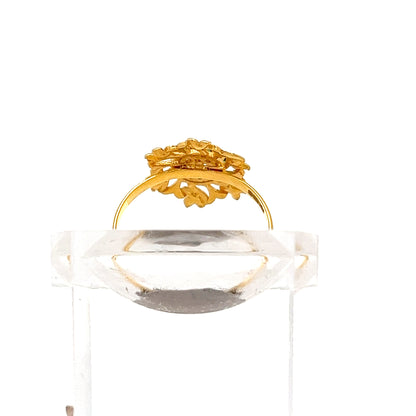 22ct Gold Floral Cluster Ring with Clear and Green Stones