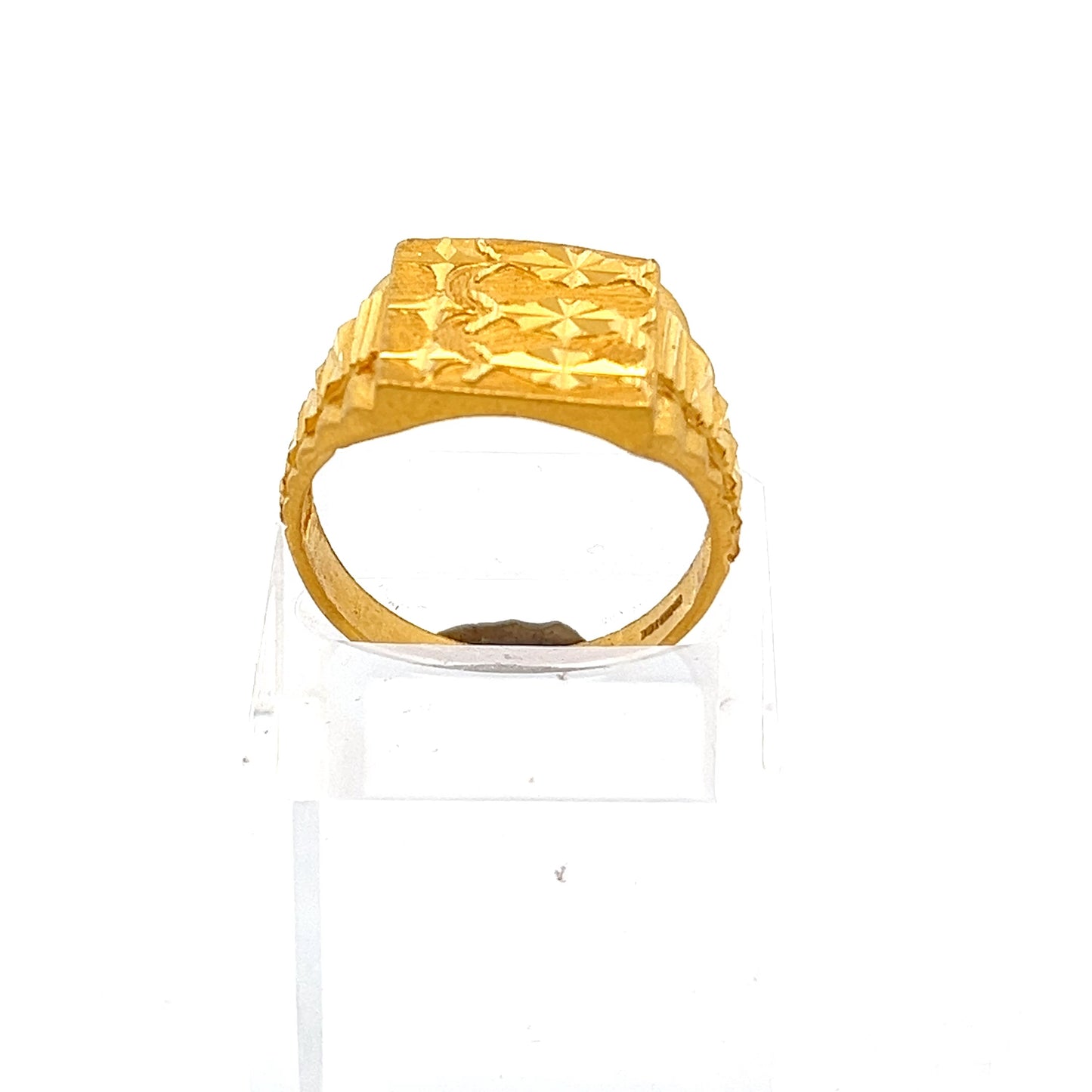 22ct Gold Rectangular Engraved Signet Ring