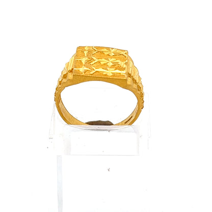 22ct Gold Rectangular Engraved Signet Ring