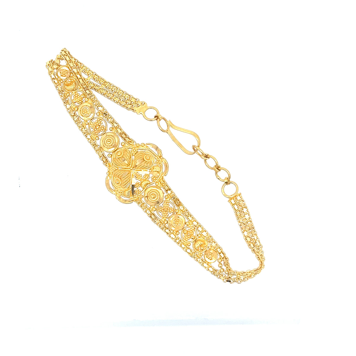 22ct Gold Floral Filigree Link Bracelet