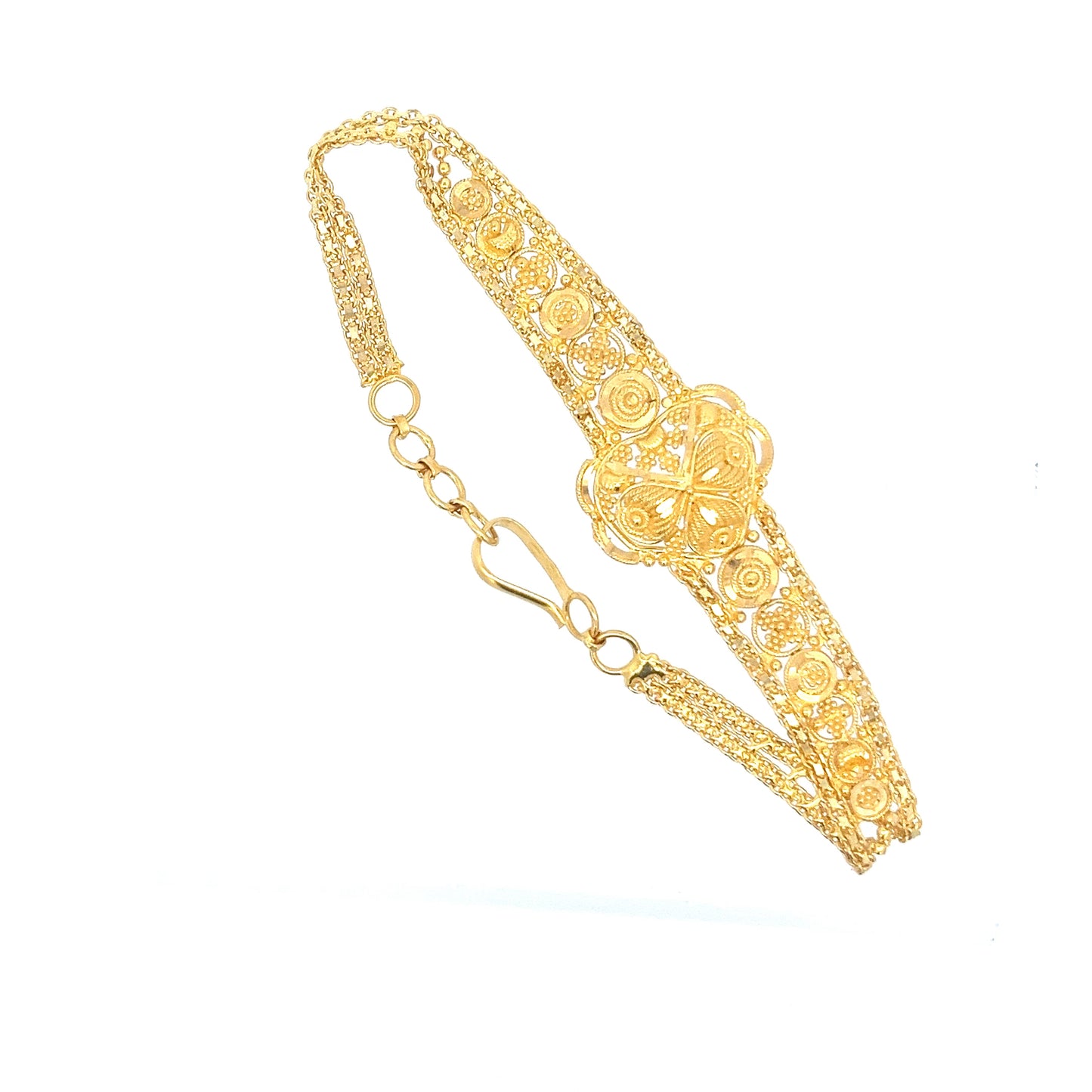 22ct Gold Floral Filigree Link Bracelet
