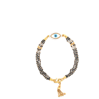 22ct Gold Evil Eye Bracelet with Black and Clear Stones