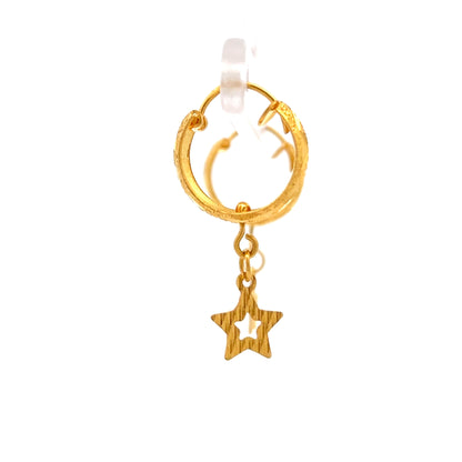 22ct Gold Hoop Earrings with Star Drop Charms