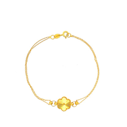 22ct Gold Double Chain Flower Motif Bracelet