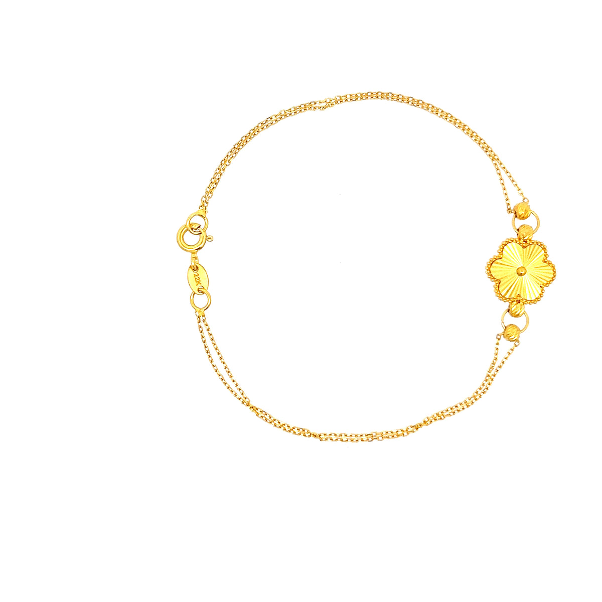 22ct Gold Double Chain Flower Motif Bracelet