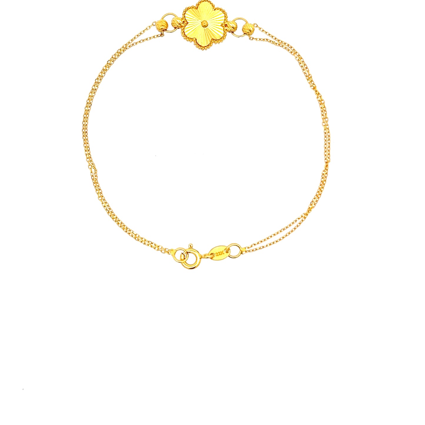 22ct Gold Double Chain Flower Motif Bracelet