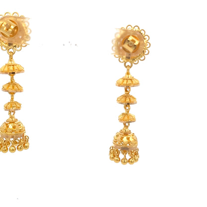 22ct Gold Filigree Jhumka Drop Earrings