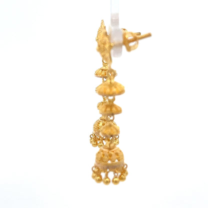 22ct Gold Filigree Jhumka Drop Earrings