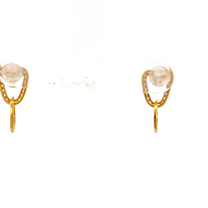 22ct Gold Heart-Shaped Clear Stone Drop Earrings