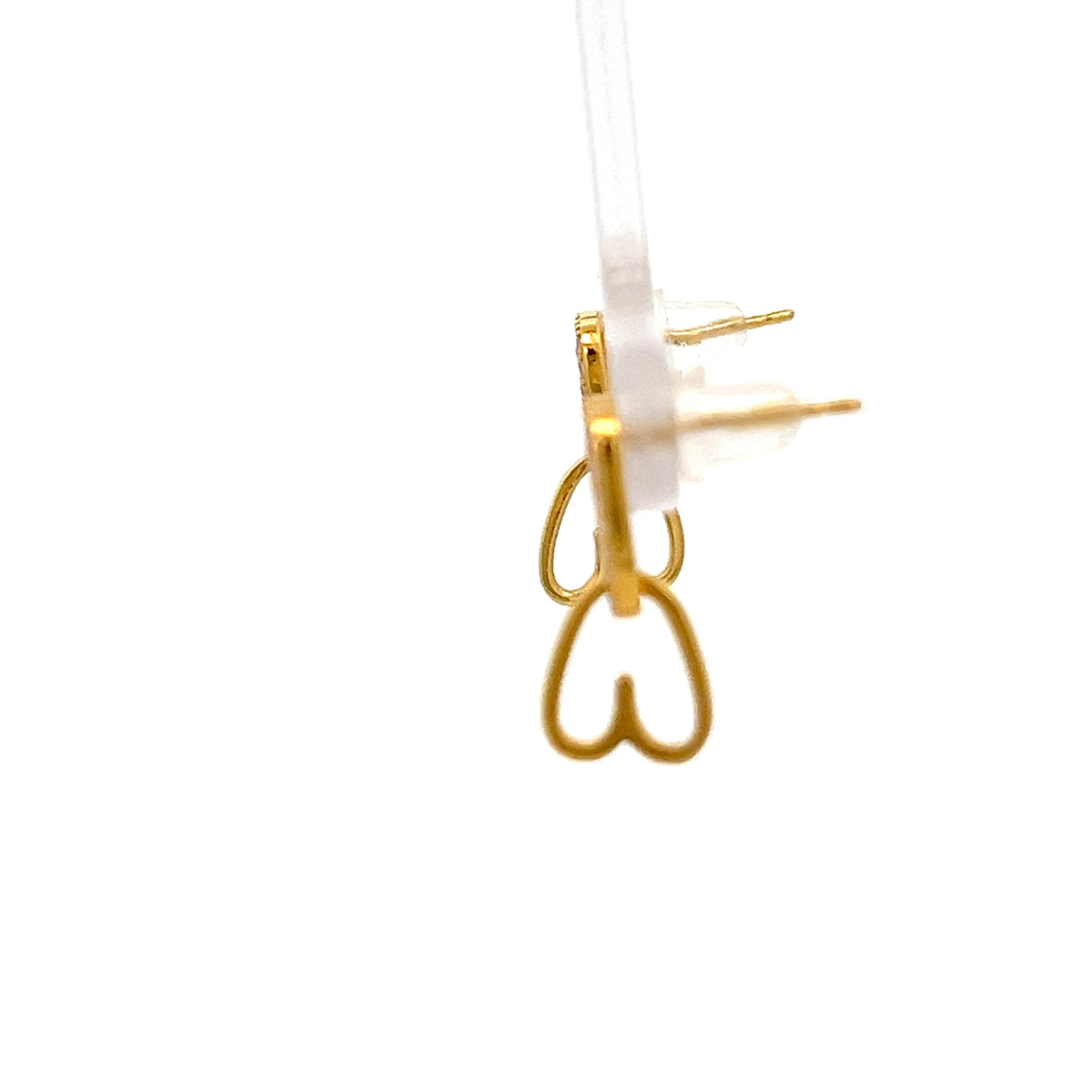 22ct Gold Heart-Shaped Clear Stone Drop Earrings