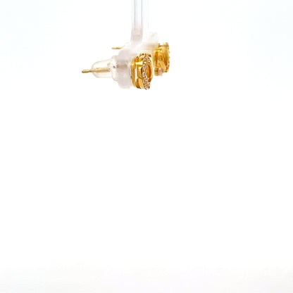 22ct Gold Interlocking Loop Clear Stone Stud Earrings
