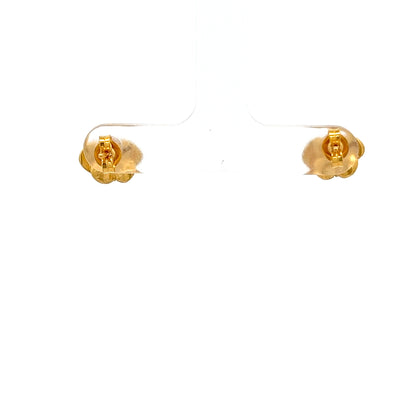 22ct Gold Floral Stud Earrings with Clear Stone Cluster