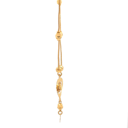 22ct Gold Heart Pendant Necklace with Textured Bead Details