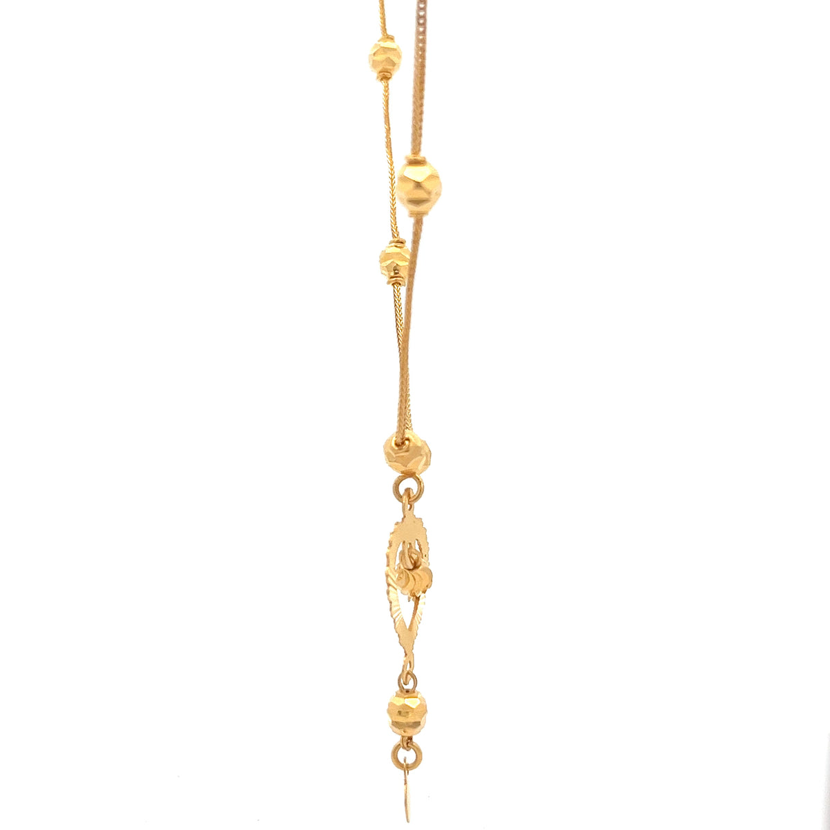 22ct Gold Heart Pendant Necklace with Textured Bead Details