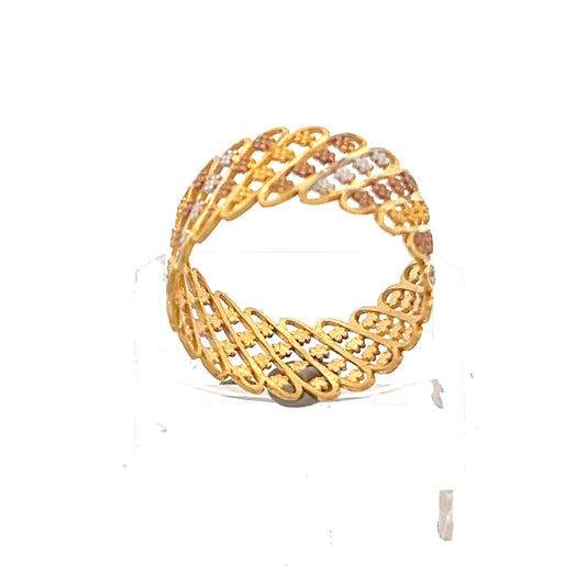 22ct Gold Openwork Multi-Row Stone-Set Ring